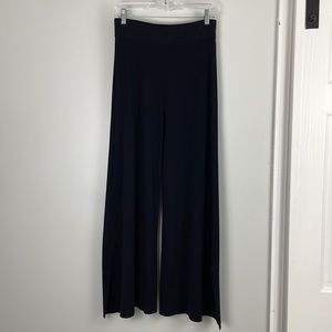 Zara knit pull on wide leg knit pants black large lounge high rise heavy weight